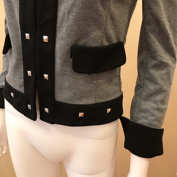 TCEC Blazer Jacket Grey Black Slim Fitted Cropped - Picture 11 of 15